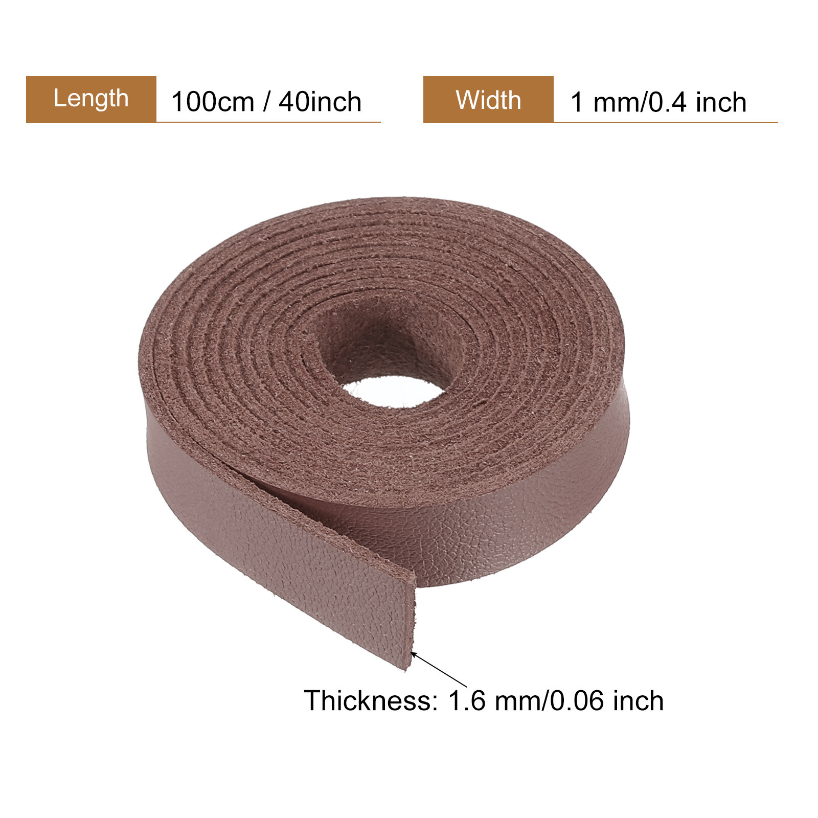 Leather Straps Strip Leather String 1cm/0.4" Width, Coffee Brown