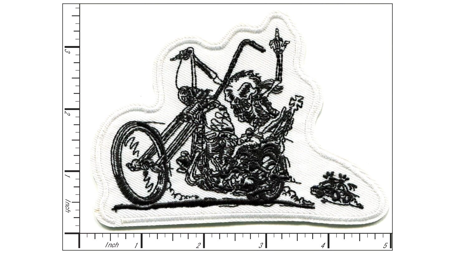 Skeleton Biker Motorcycle Embroidered Iron On Patch DIY Applique