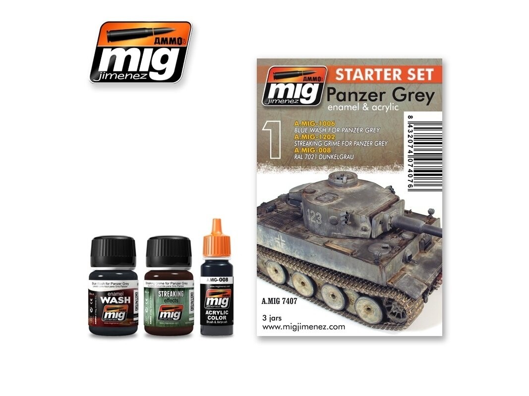 AMMO MIG - Weathering set PANZER GREY - STARTER SET, 7407