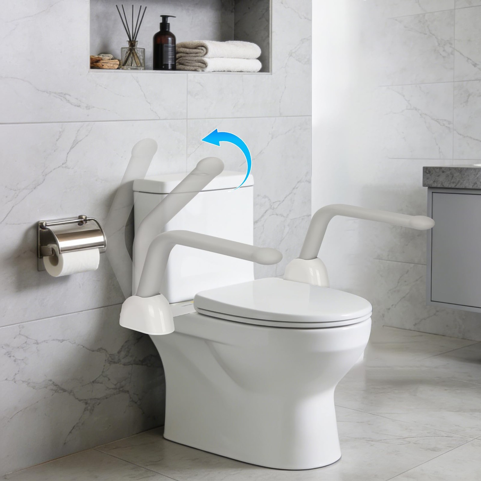 Toilet Safety Rails Handicap Seat Handles Elderly Disabled Mobility Issues Easy