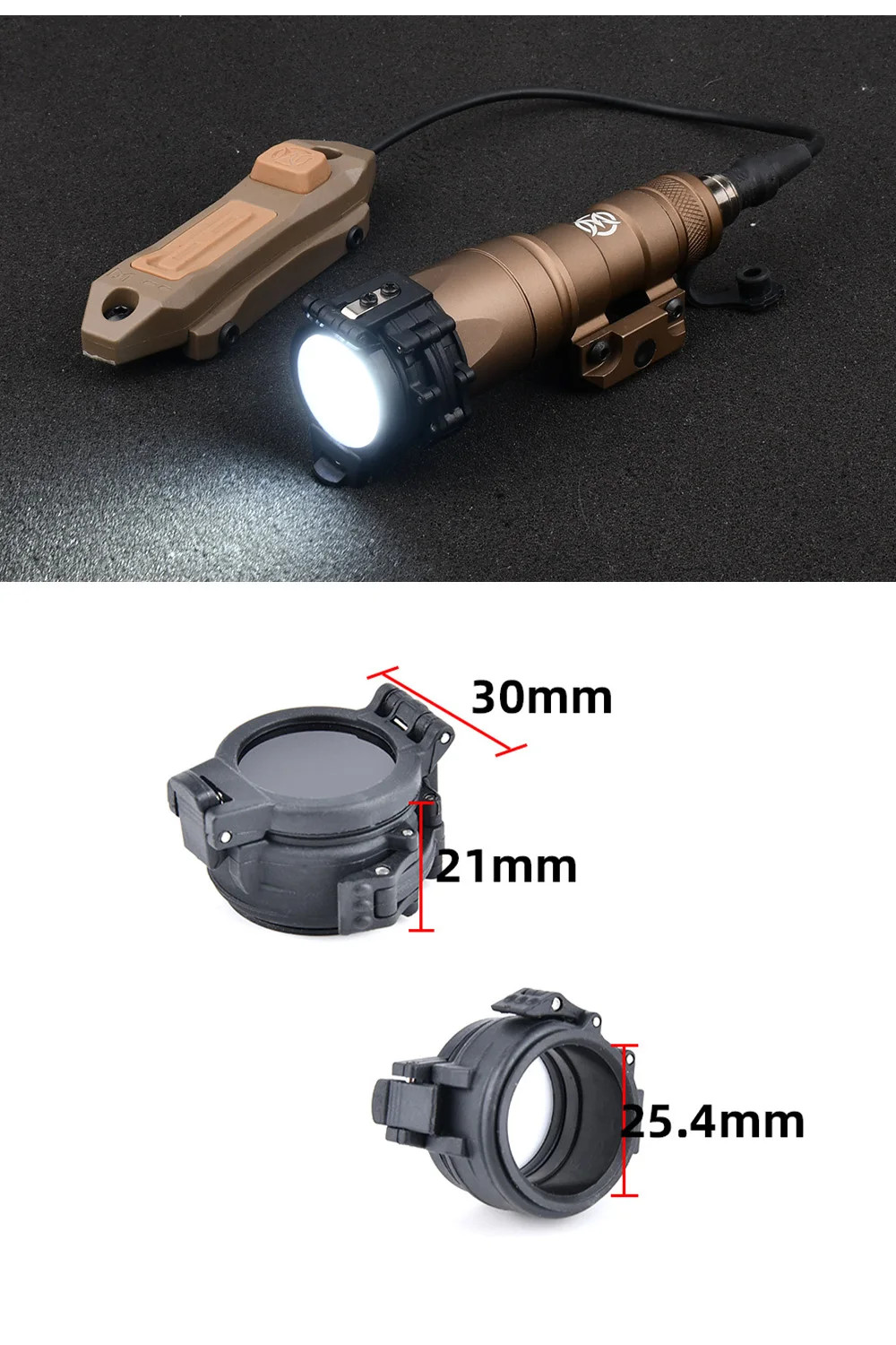 Tactical Flashlight Diffuser Head Cover for M300B M600B M300C M600C Scout Lights