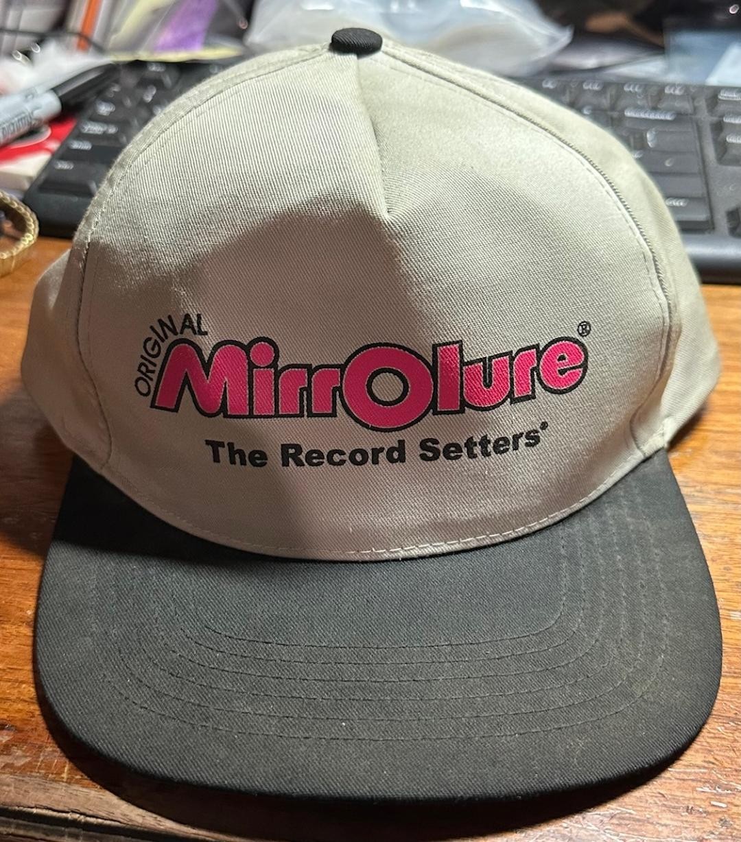 Vintage Original MirrOlure Fishing Lures Bass Baits San Sun Baseball Hat Cap #G
