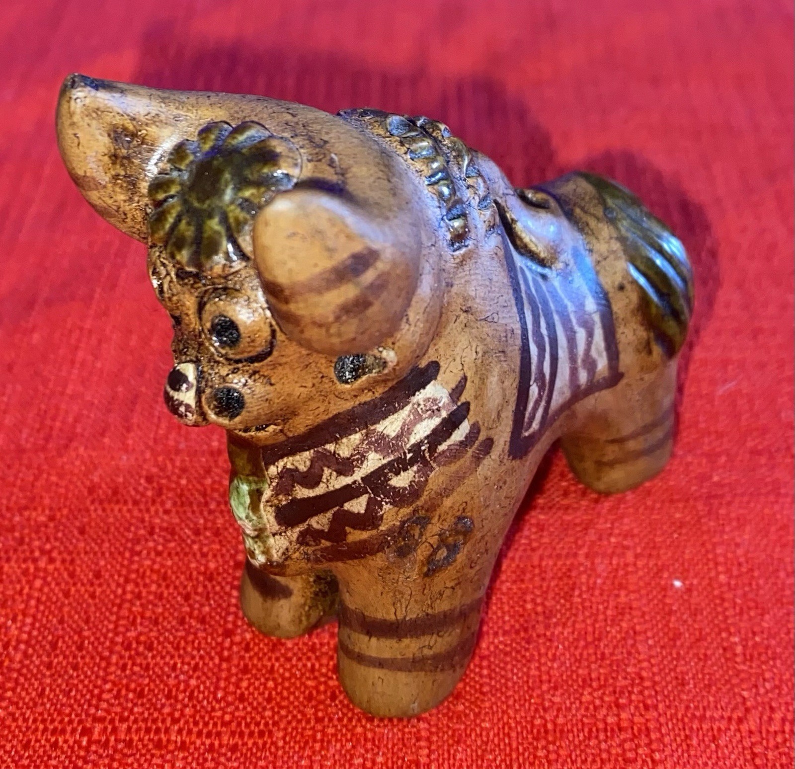 Traditional Peruvian Hand Painted Ceramic Torito de Pucara Bull 2" Folk Art