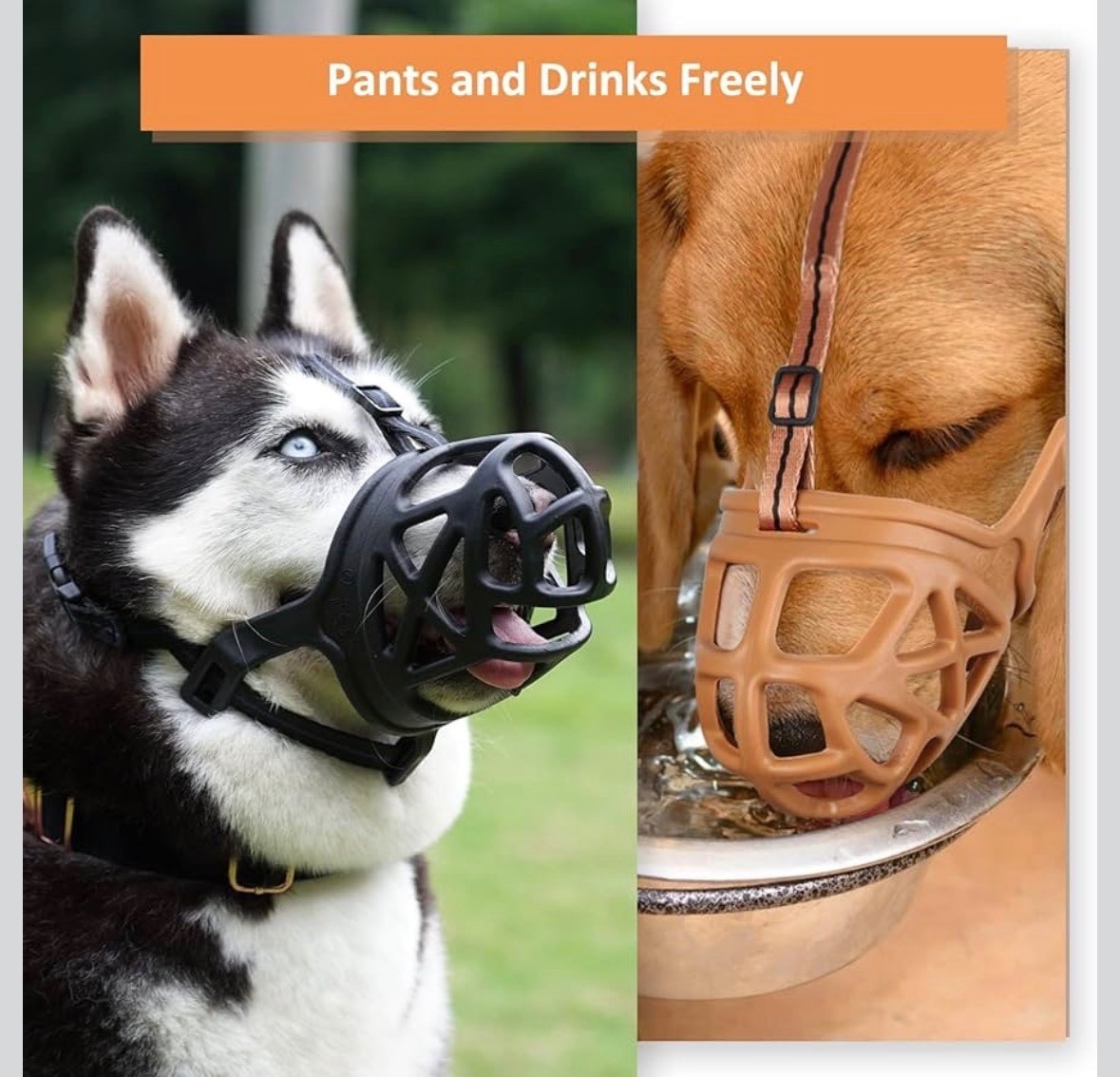 BARKLESS Dog Muzzle, Basket Muzzle for Biting, Chewing and Scavenging, Humane..