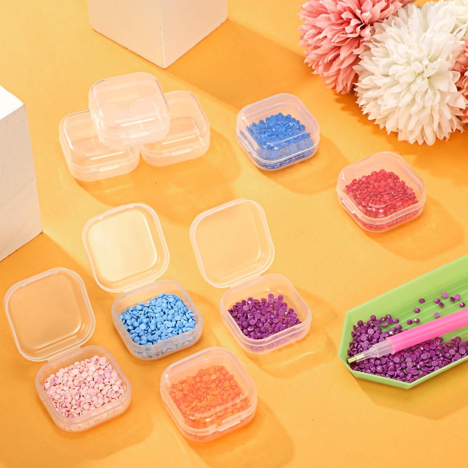36 Pieces Rectangle Clear Plastic Containers Transparent Beads Storage Container