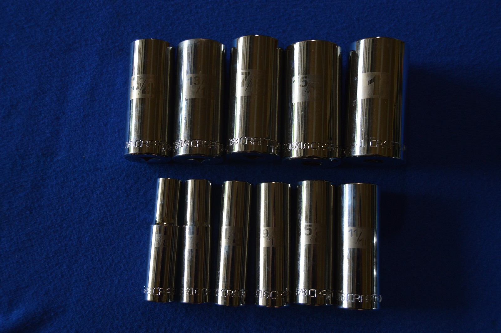 Craftsman 11 PC Laser Etched 3/8" SAE 6 PT Deep Sockets 3/8-1" ts 481