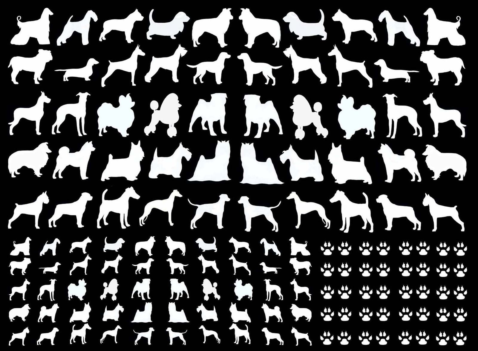 Mini Dog & Paws 140 pcs White Fused Glass Decals