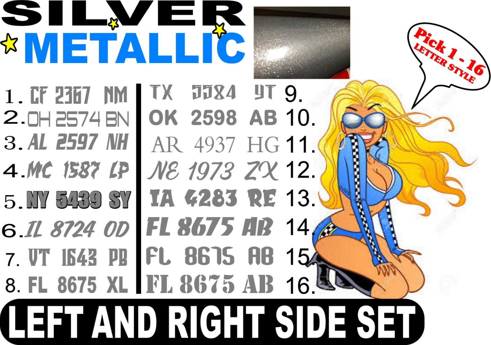 SILVER METALLIC BOAT REGISTRATION NUMBERS JET SKI JETSKI SEADOO WAVERUNNER