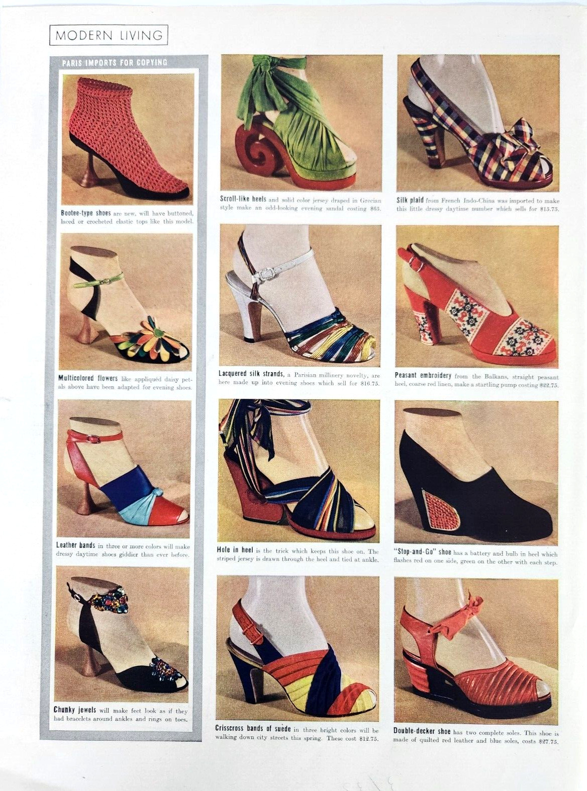 Paris Shoe Imports Heel Pump Fashion Vintage 1939 Womens Footwear Magazine Print