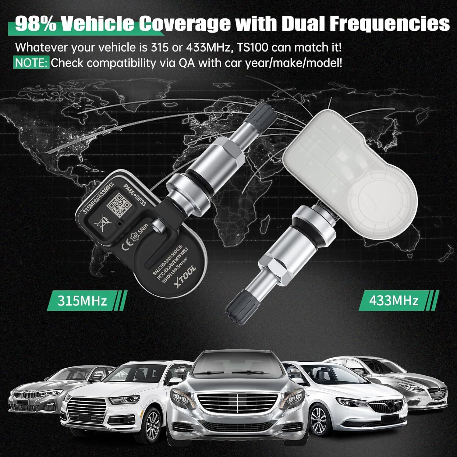 XTOOL 4pcs*TS100 315/433MHz Tire Pressure Sensor TPMS Relearn Tool Use for TP150