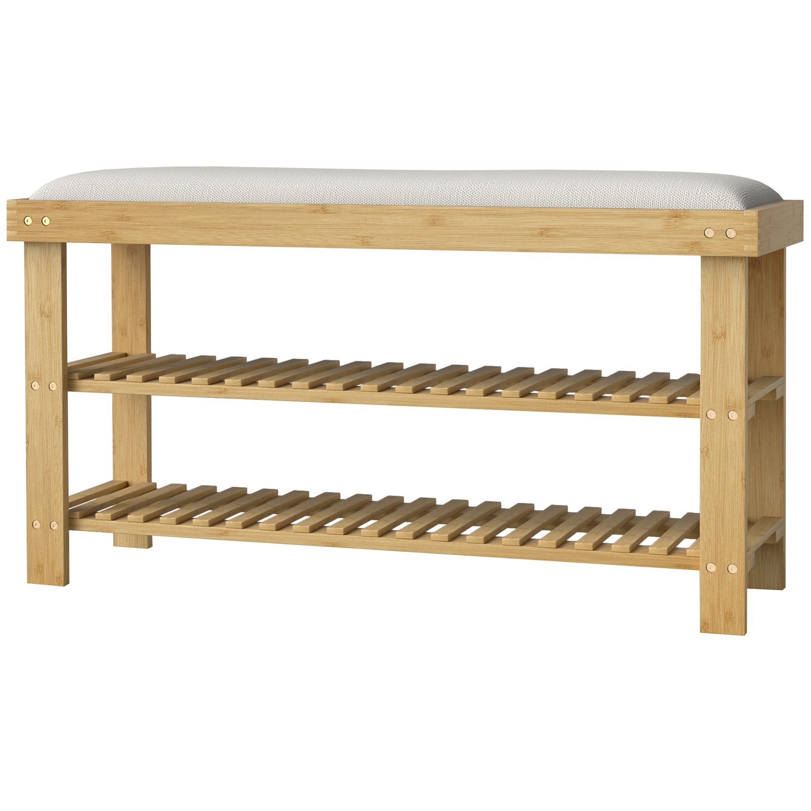 Entryway Bamboo Shoe Organizer Bench for Home Organization
