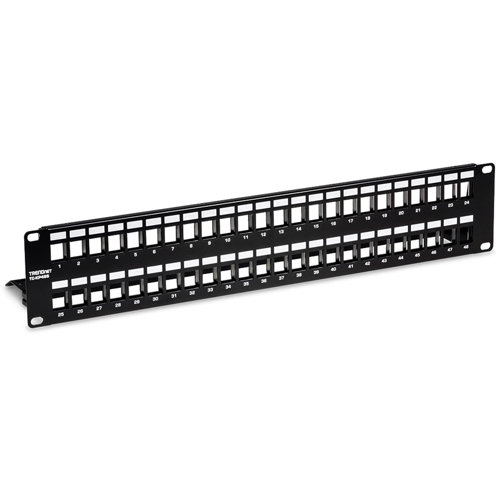 48-Port Blank Keystone Shielded 2U HD Patch Panel, 48-Port, Black