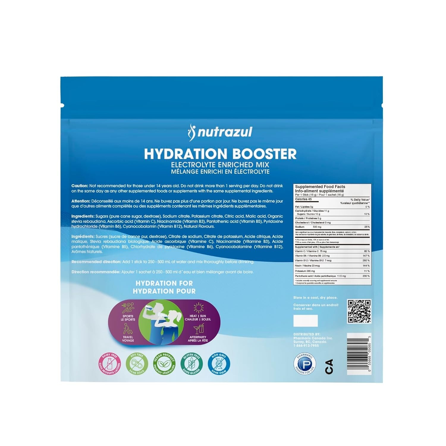 Rapid Hydration Booster Electrolyte Enriched Supplement Powder Acai Flavor