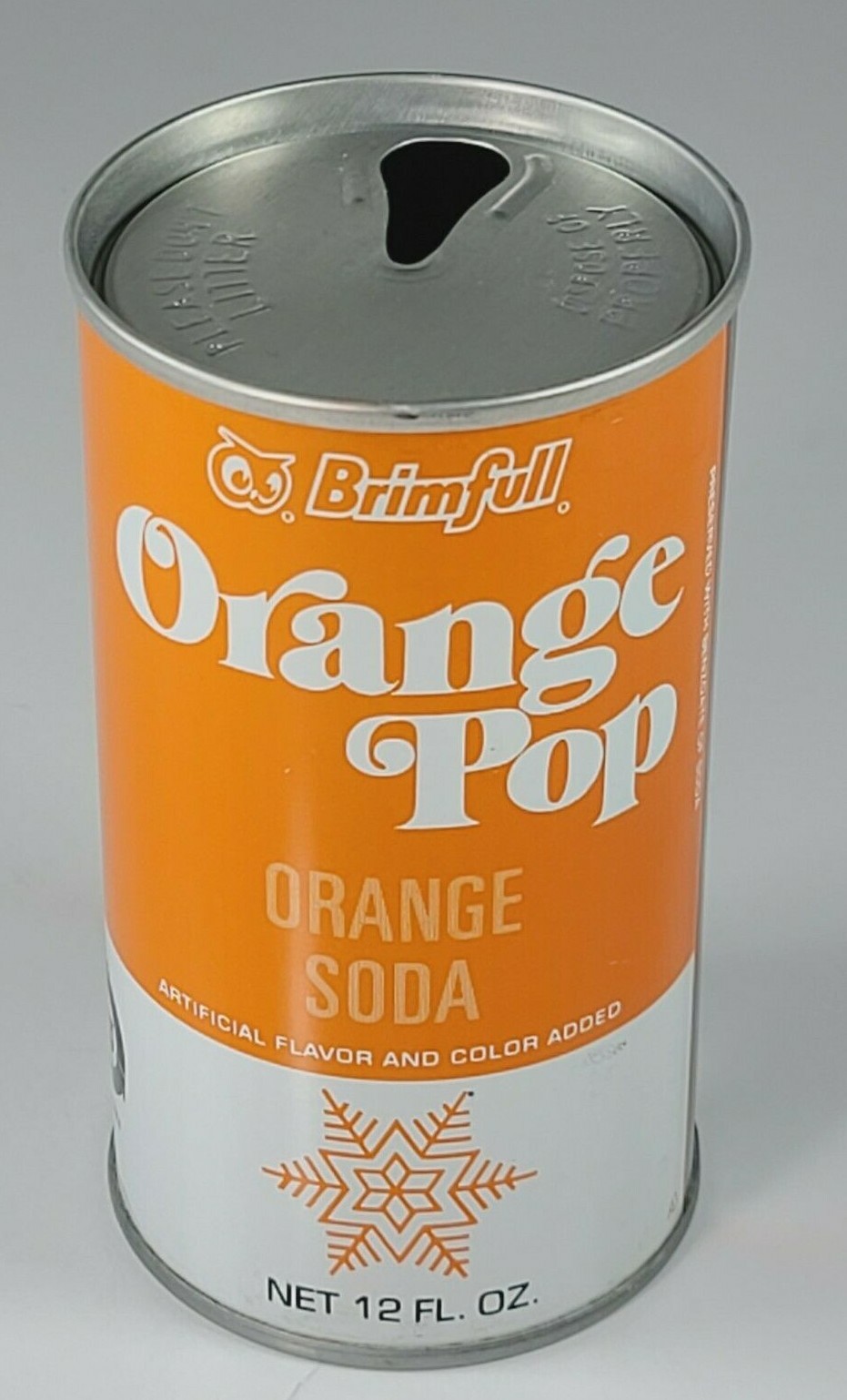 Brimfull Orange Soda Pop Can 12oz Straight Steel Wide Seam Red Owl Hopkins MN