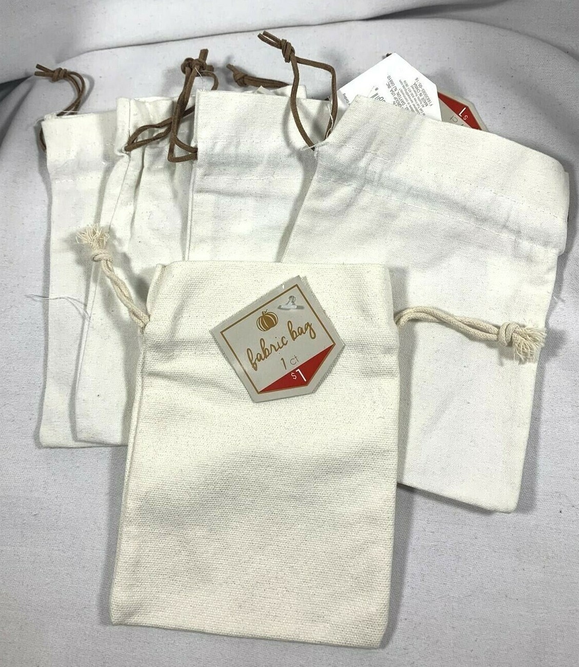 NEW HORIZON GROUP FAVOR/TREAT WHITE BAG 7 X 5 DRAWSTRING HALLOWEEN LOT OF 5
