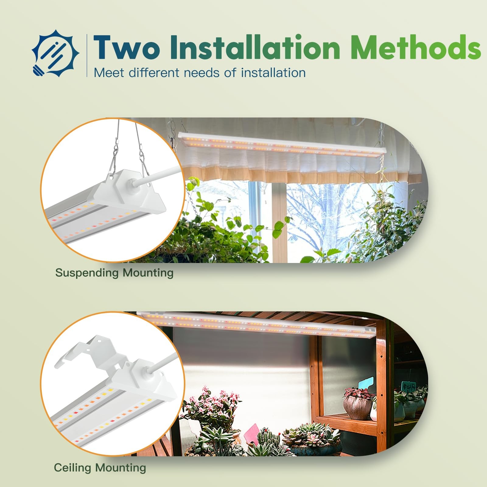 1 Pack 4ft LED Grow Light, 60W (350W Equivalent), Sunlike Full Spectrum Integ...