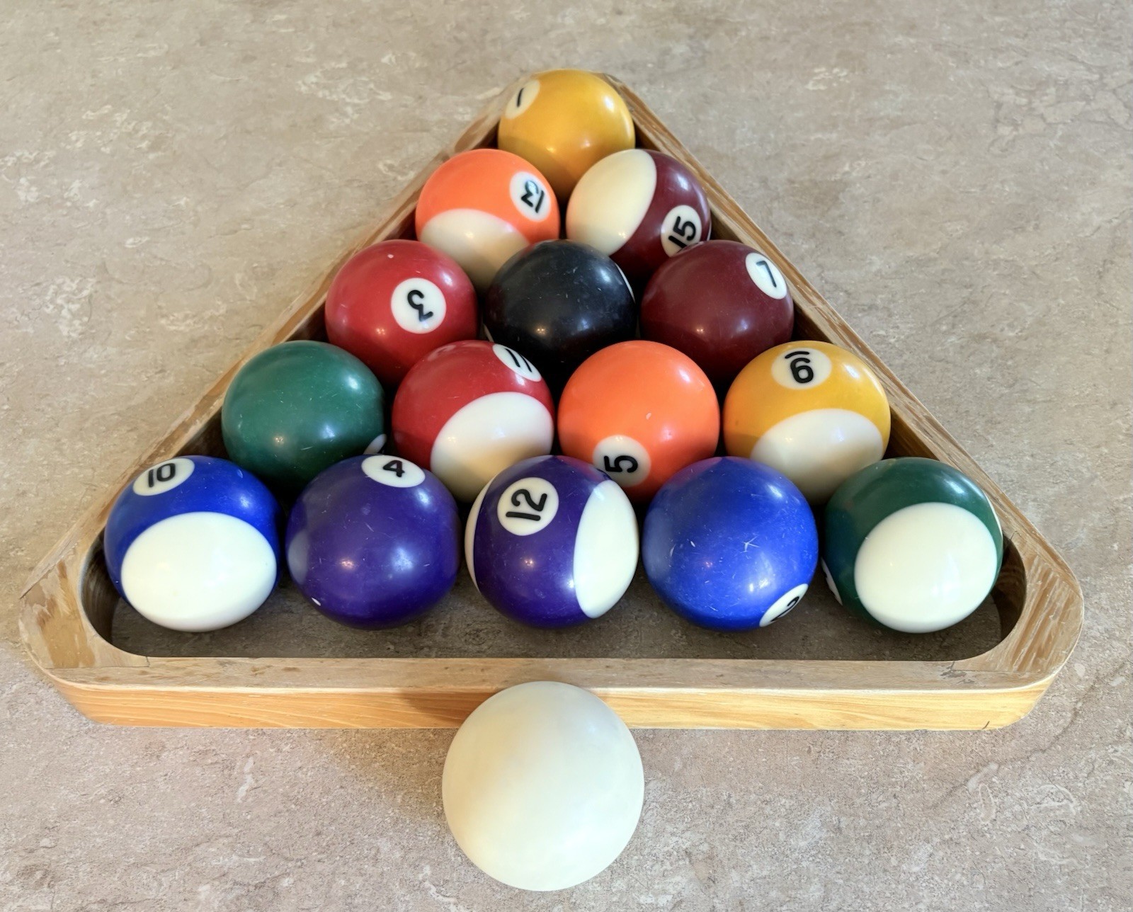 Standard Billiard Pool Balls Full Set 2-1/4" w/ Wooden Rack