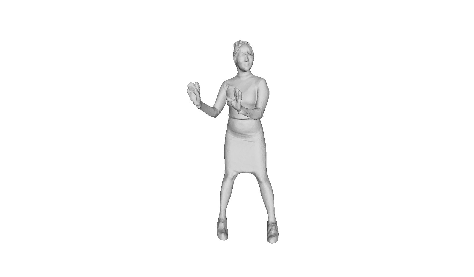 Printle I Femme 002--Young Woman Pushing Away Figure for Dioramas Train Sets
