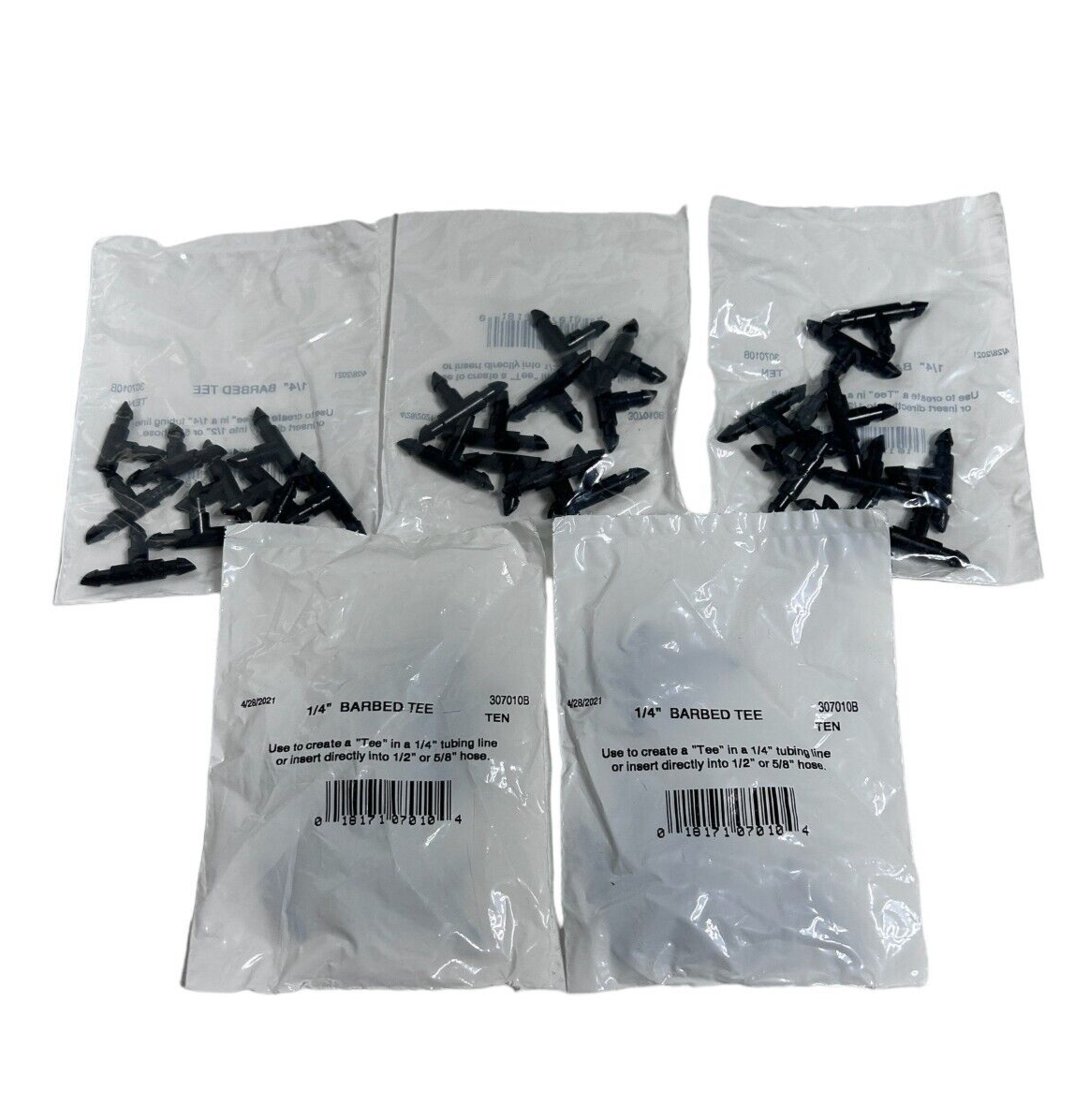 (50) Rain Drip 307010 1/4" Barb Tee Drip Irrigation System Fitting