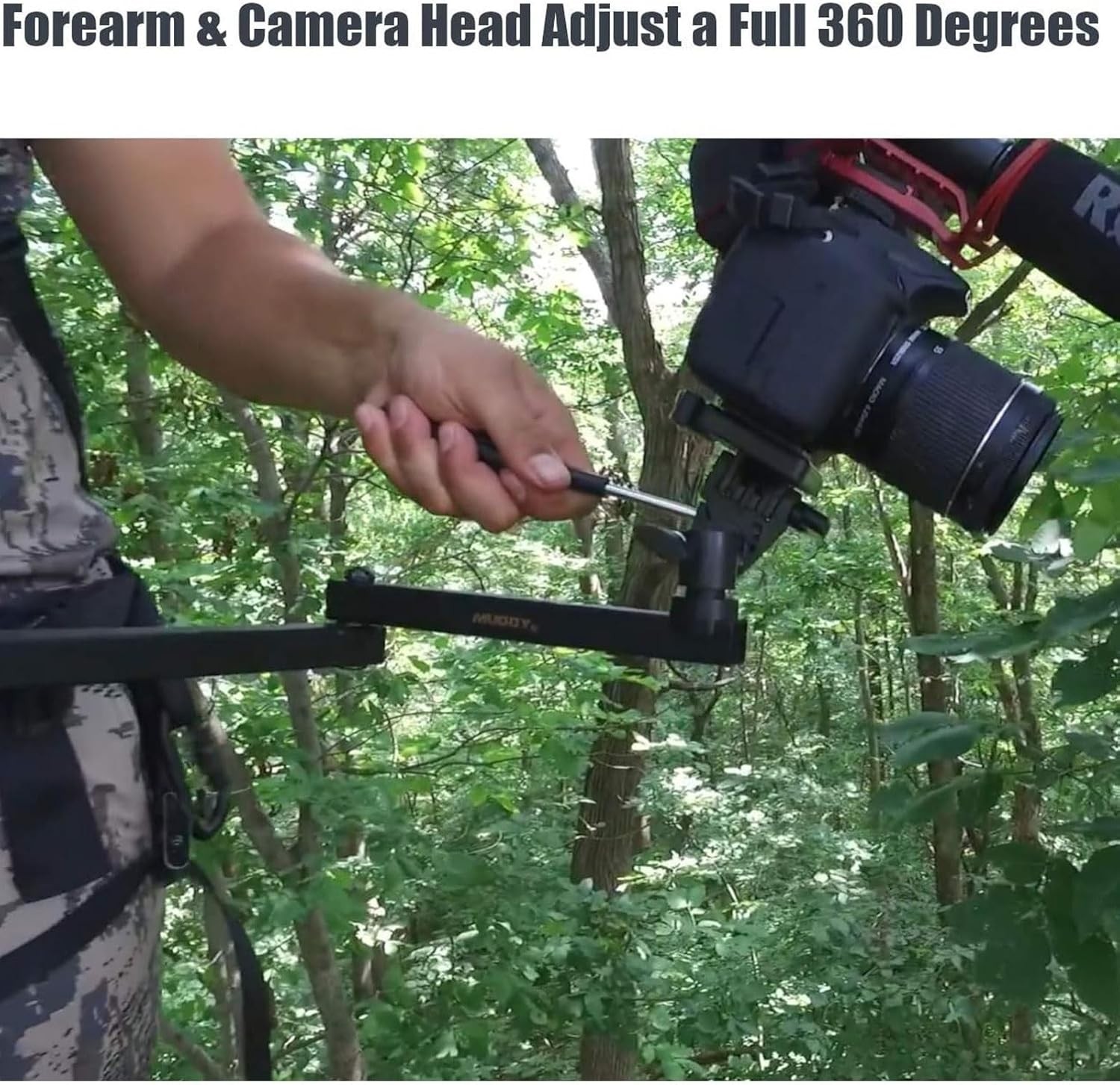 Muddy Basic Adjustable Camera Arm Lightweight 360 Degree Head for Hunters