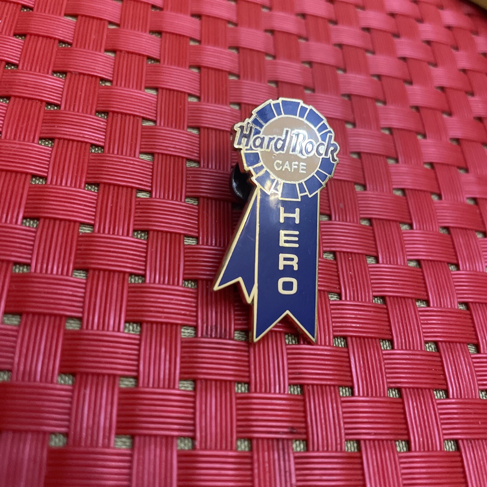 HRC Hard Rock Cafe Online Staff Blue Hero Ribbon LONG OUT OF PRODUCTION