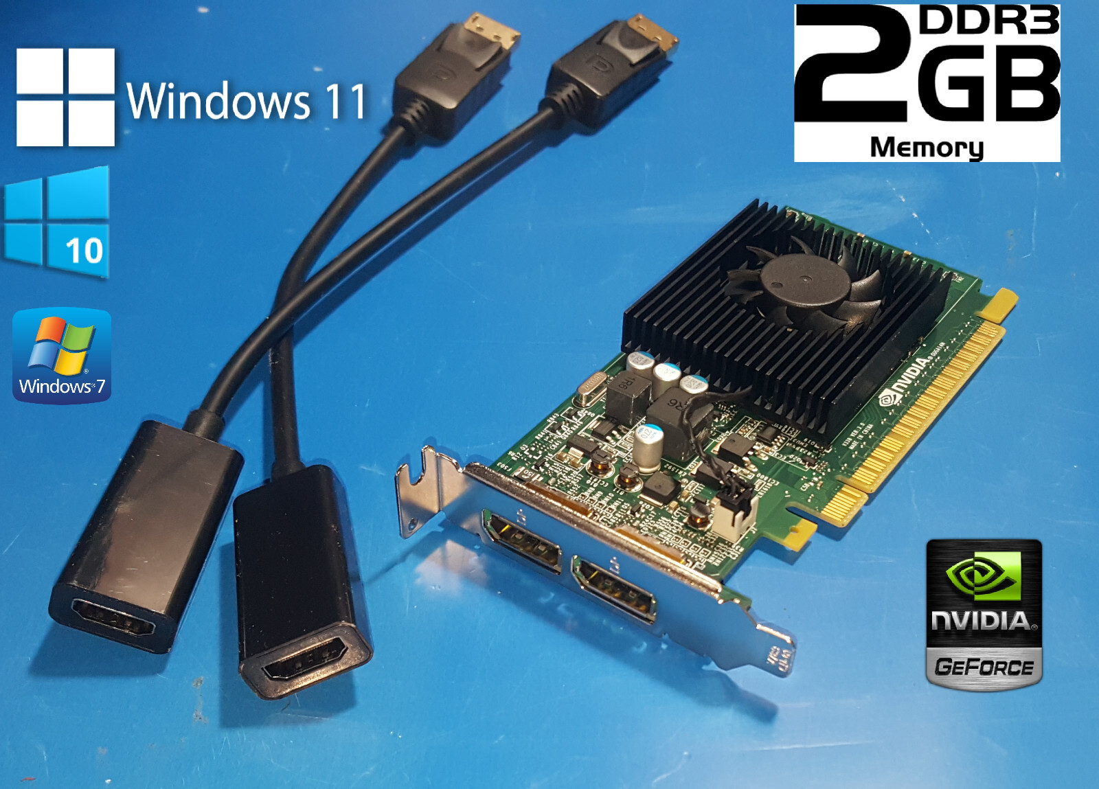 HP ProDesk SFF 400 600 (G1 G2 G3 G4) 2GB SFF Video Graphics Card + HDMI Adapters