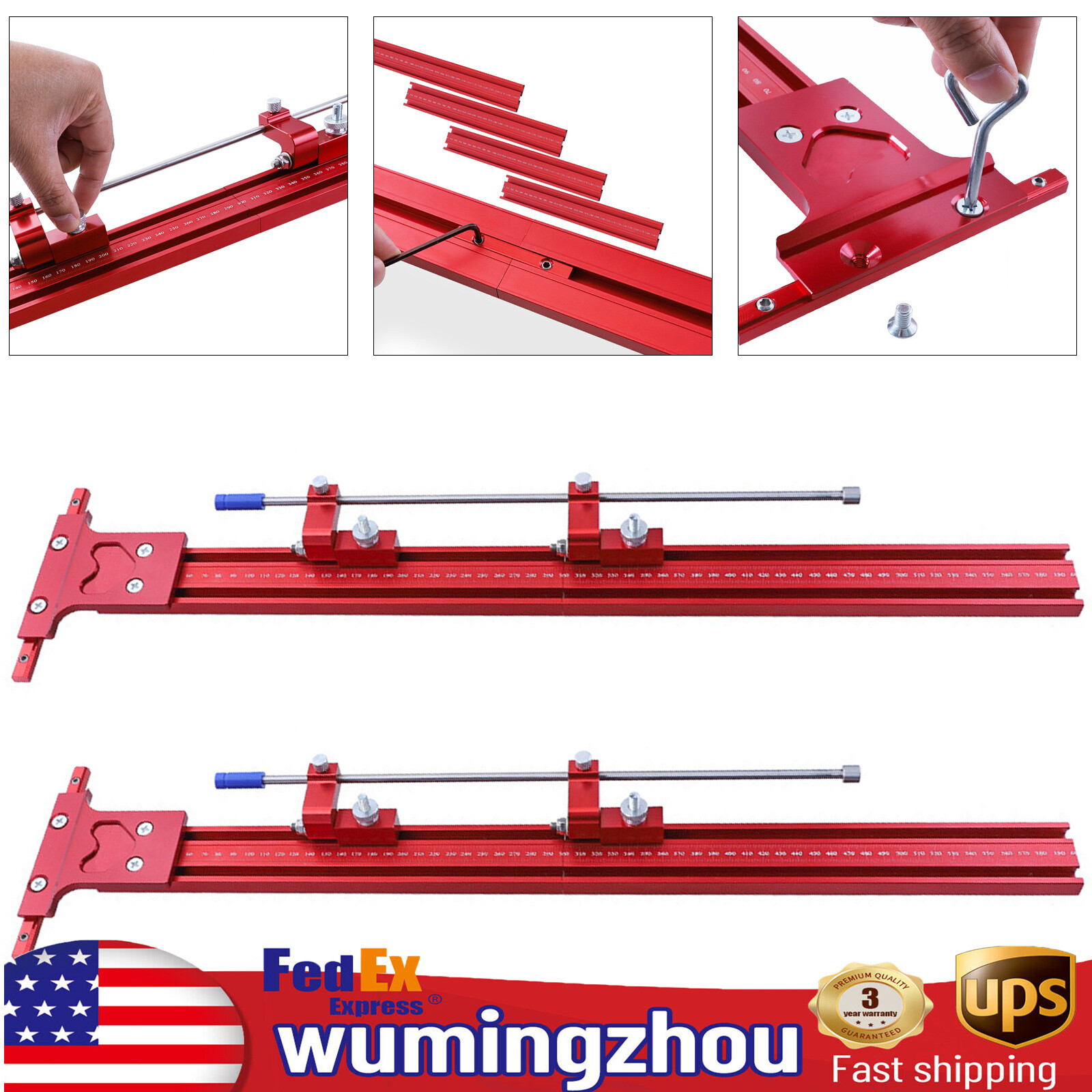 Parallel Rail Guide System Track Saw Woodworking Guide Carpentry Tool Set 120cm
