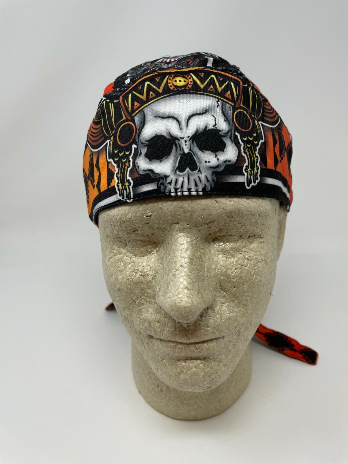 Native American Indian Skull Platinum Durag Doo Rag Cap Biker Durag Sweatband