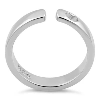 925 Sterling Silver Heart Cut Semi Band Ring