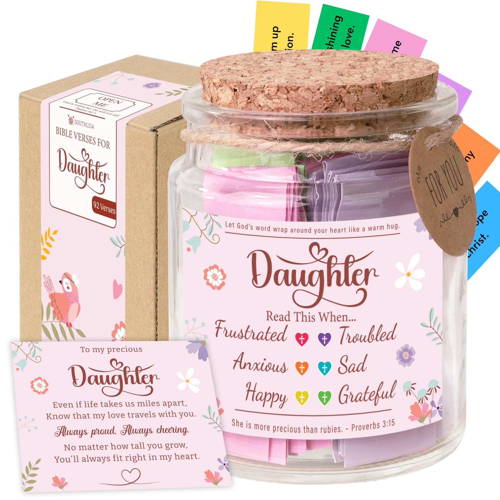 Bible Verse Jar for Daughter – 92 Encouraging Scriptures by Emotion, Christia...