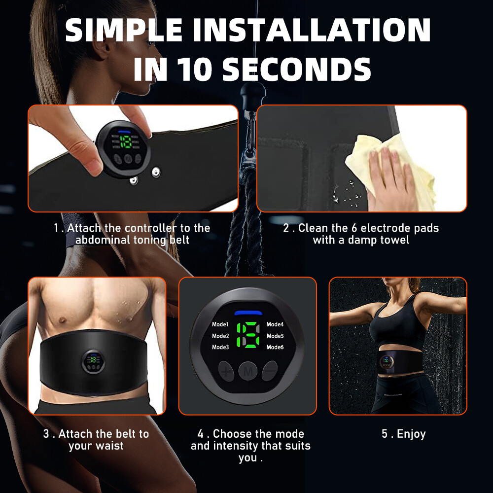 EMS Abdominal Muscle Toning Trainer ABS Stimulator Toner Fitness Weight Loss