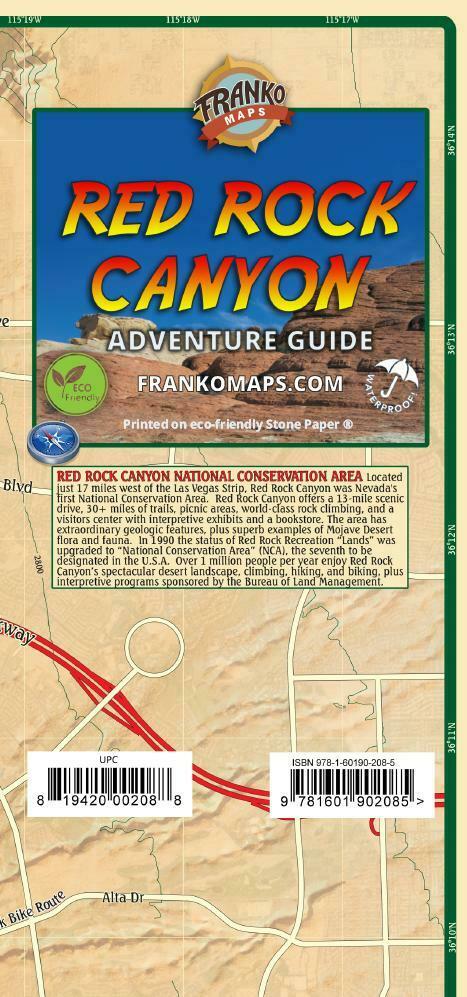 Red Rock Canyon Nevada Adventure Guide Waterproof Topo Trail Map