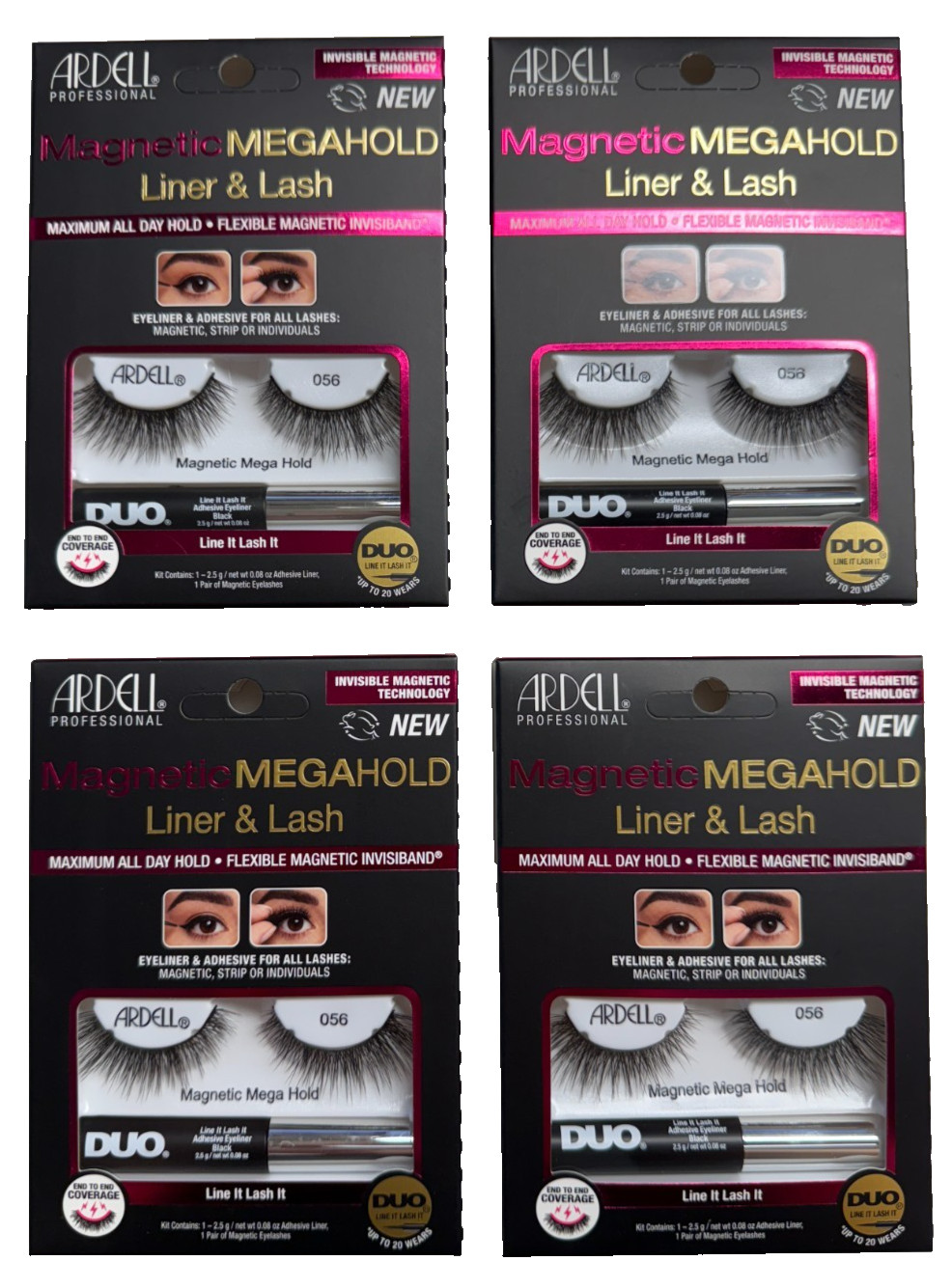 ARDELL Professional Magnetic Megahold Liner & Lash 056 w/ Adhesive Liner 4 PACK