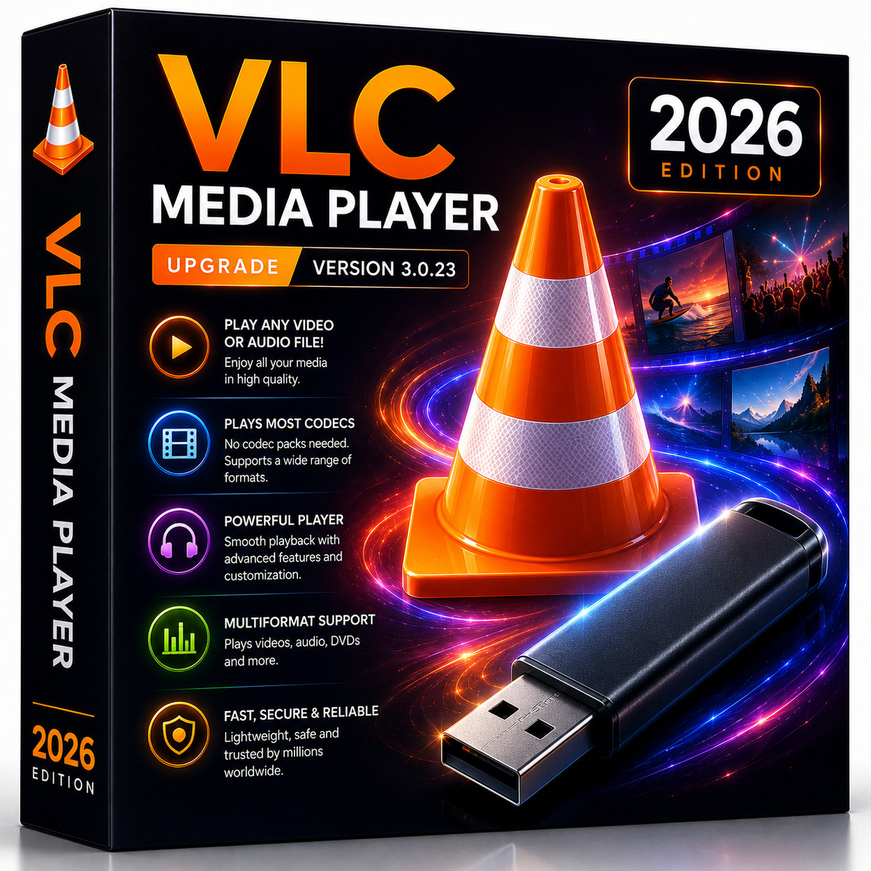 VLC 2026 Media Universal Player V 3.0.23 Video / DVD / Music  Audio ~ Windows