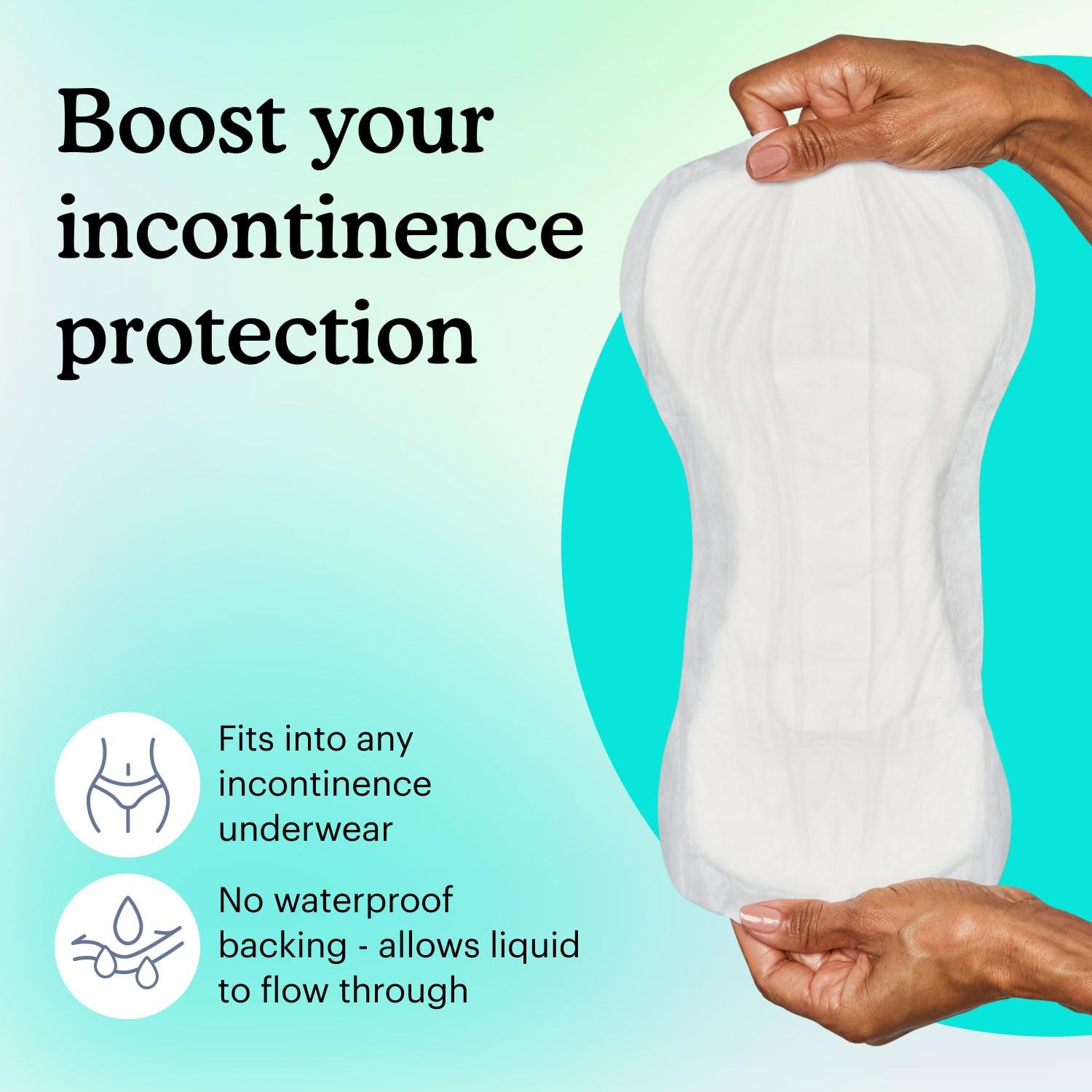 Because Overnight Booster Pads Fit All Adult Diapers, Helps 45 Count, White