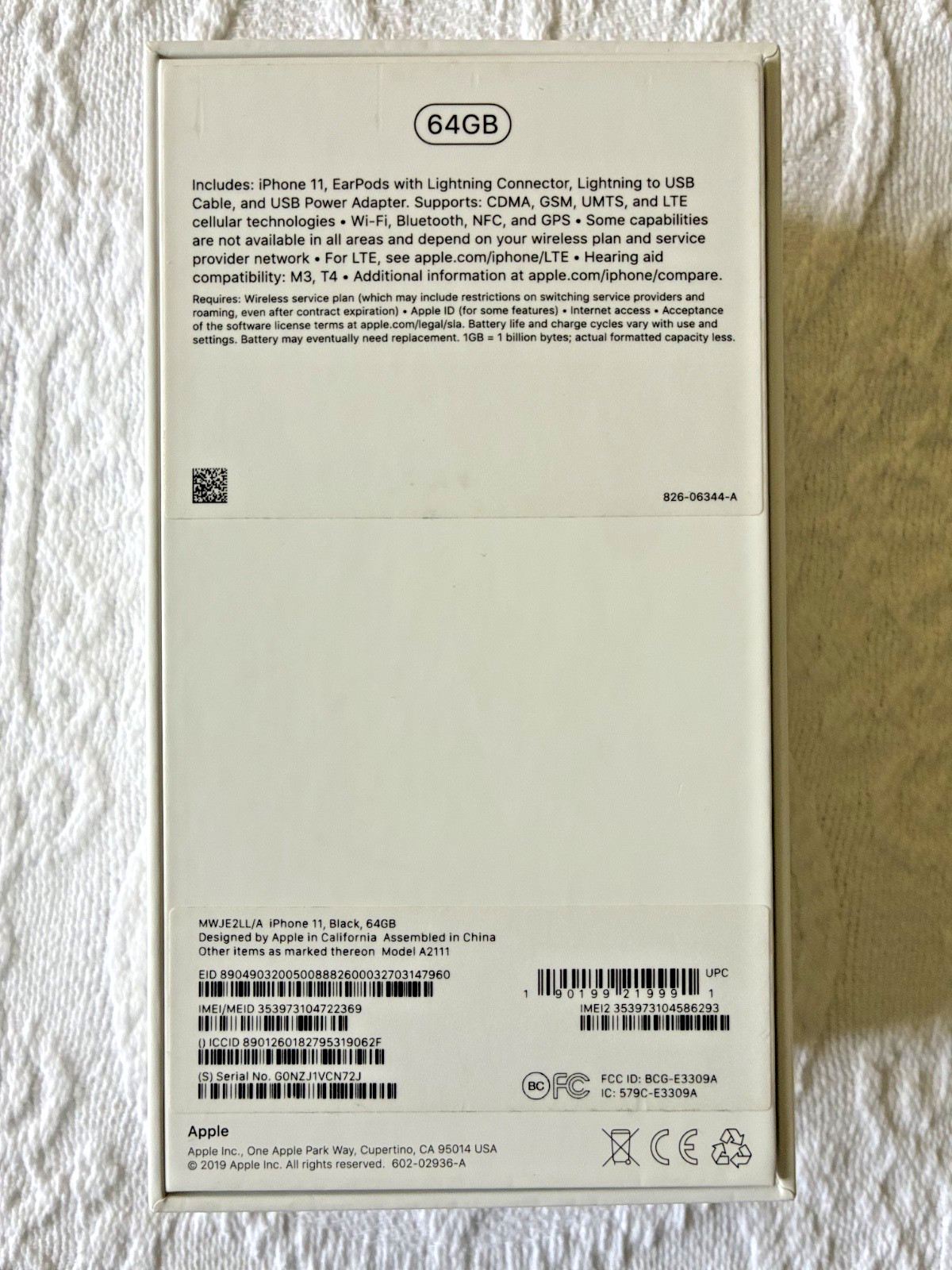 Apple iPhone 11 Retail BOX ONLY (White)