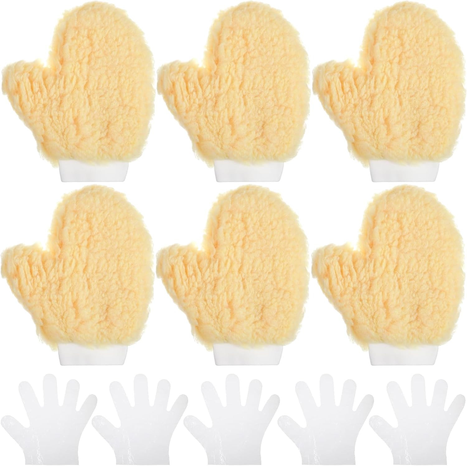 6PCS Paint Mitt Gloves Painters Mitt with Thumb & Plastic Disposable Gloves Pain