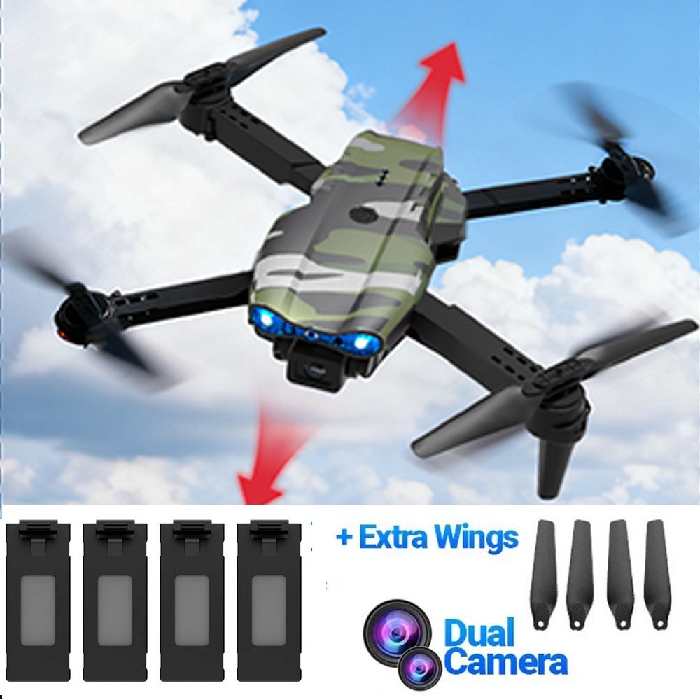 2026 Drone 4K HD Dual Camera WiFi FPV RC Foldable Quadcopter + 4 Batteries