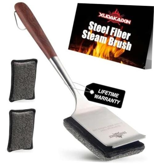 Bristle-Free Steam Cleaning Grill Brush Kit – Steel Fibers Steam Brush
