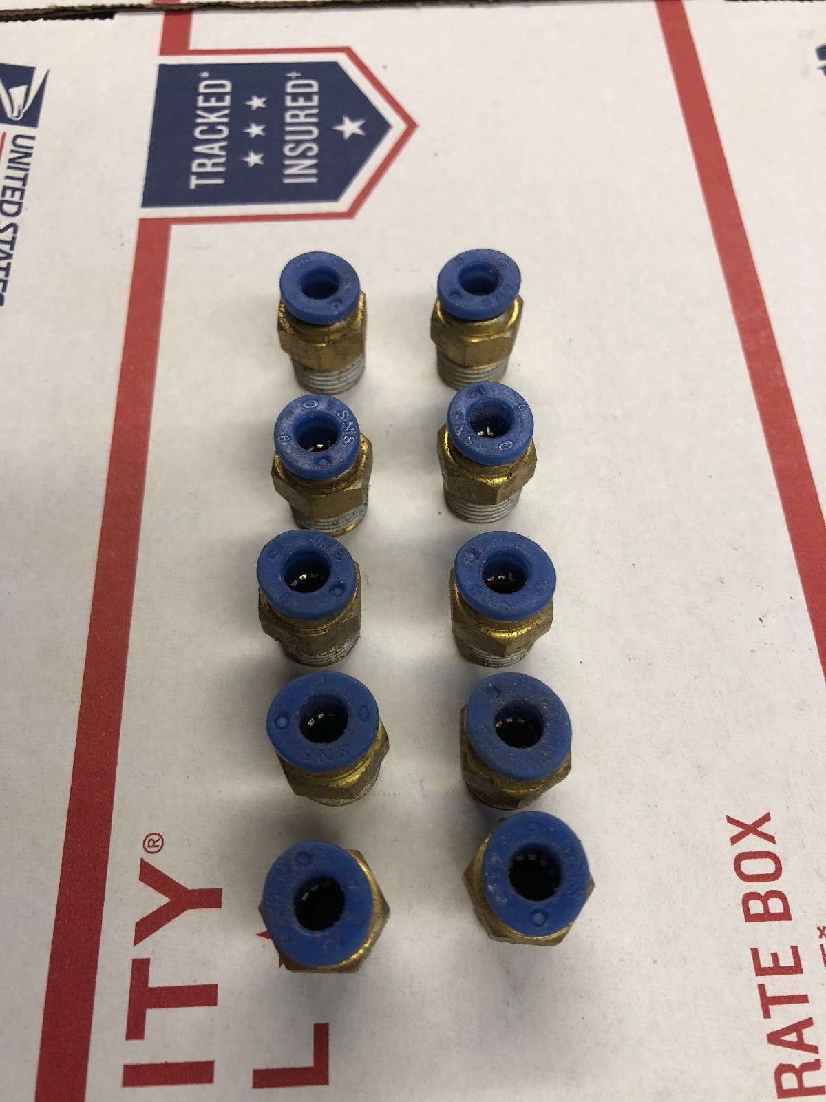Male 1/4"NPT By 1/4” Push Pneumatic Fitting.         Lot Of 10