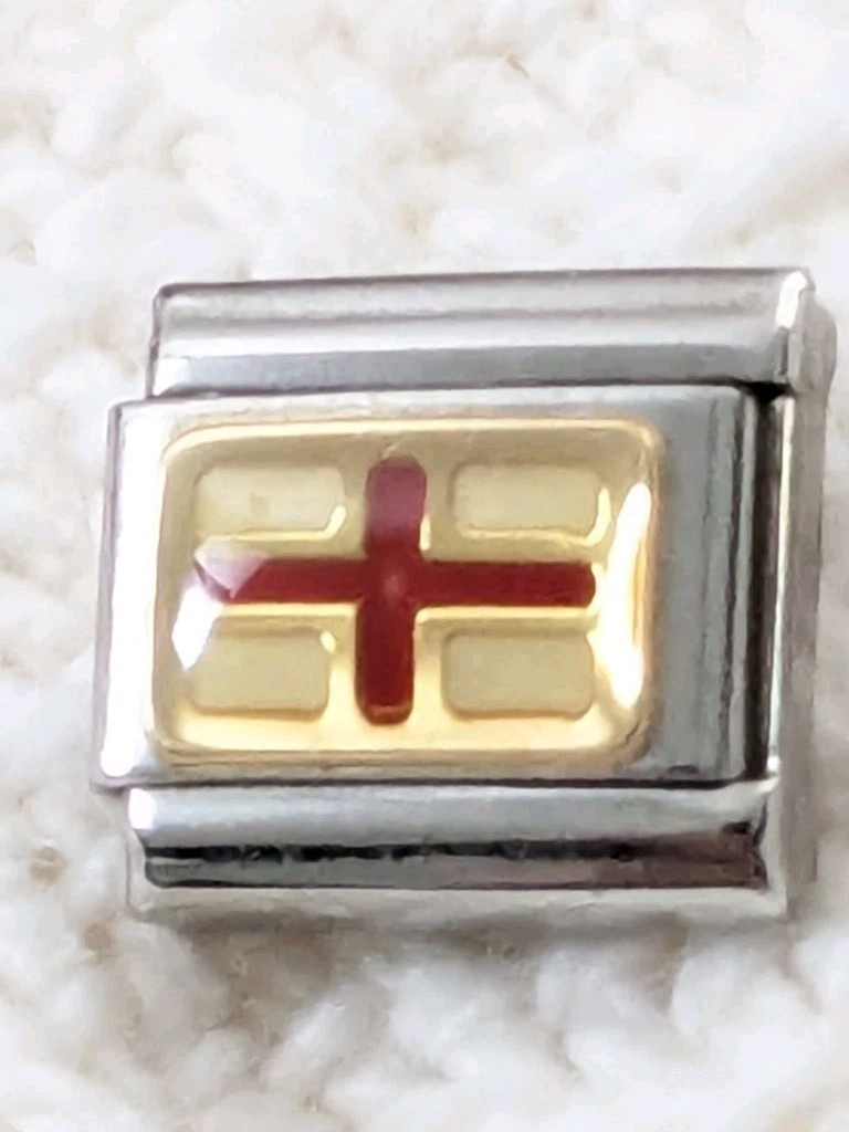 Authentic Nomination Flag of England English Italian Charm 9mm Link  D248
