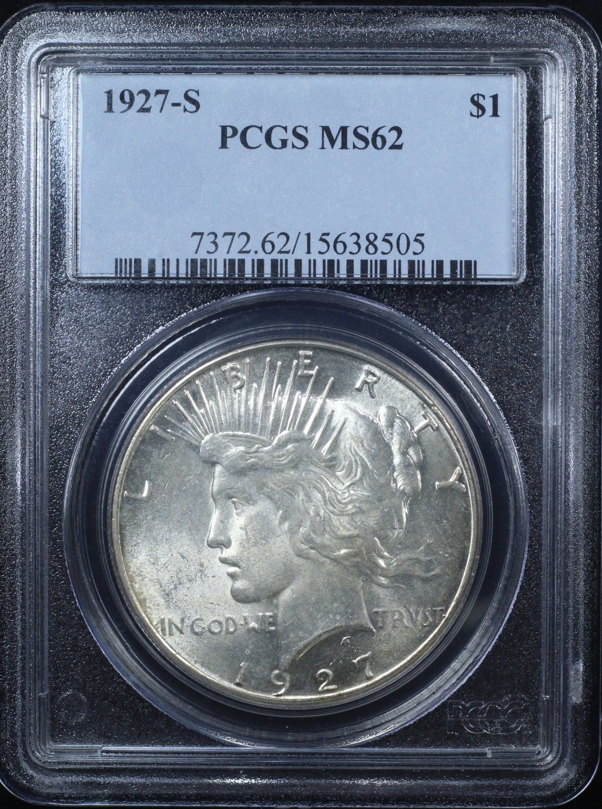 1927-S PEACE DOLLAR $1 PCGS MS62 (PQ380)