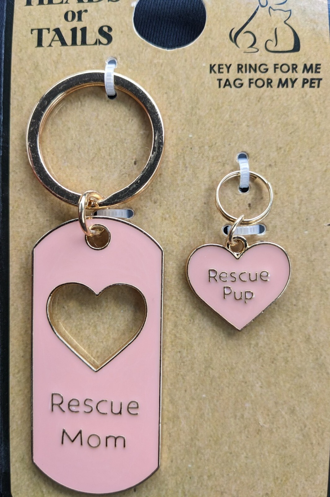 Enamel Keychain & Matching Dog Tag Treat Rescue Mom & Pup Set
