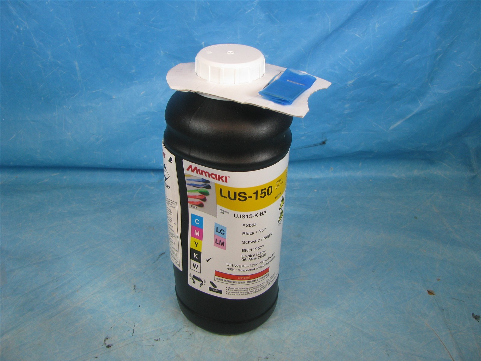 MIMAKI LUS-150 BLACK UV INK 1000ML WITH CHIP - LUS15-K-BA - EXP 06/MAR/2026