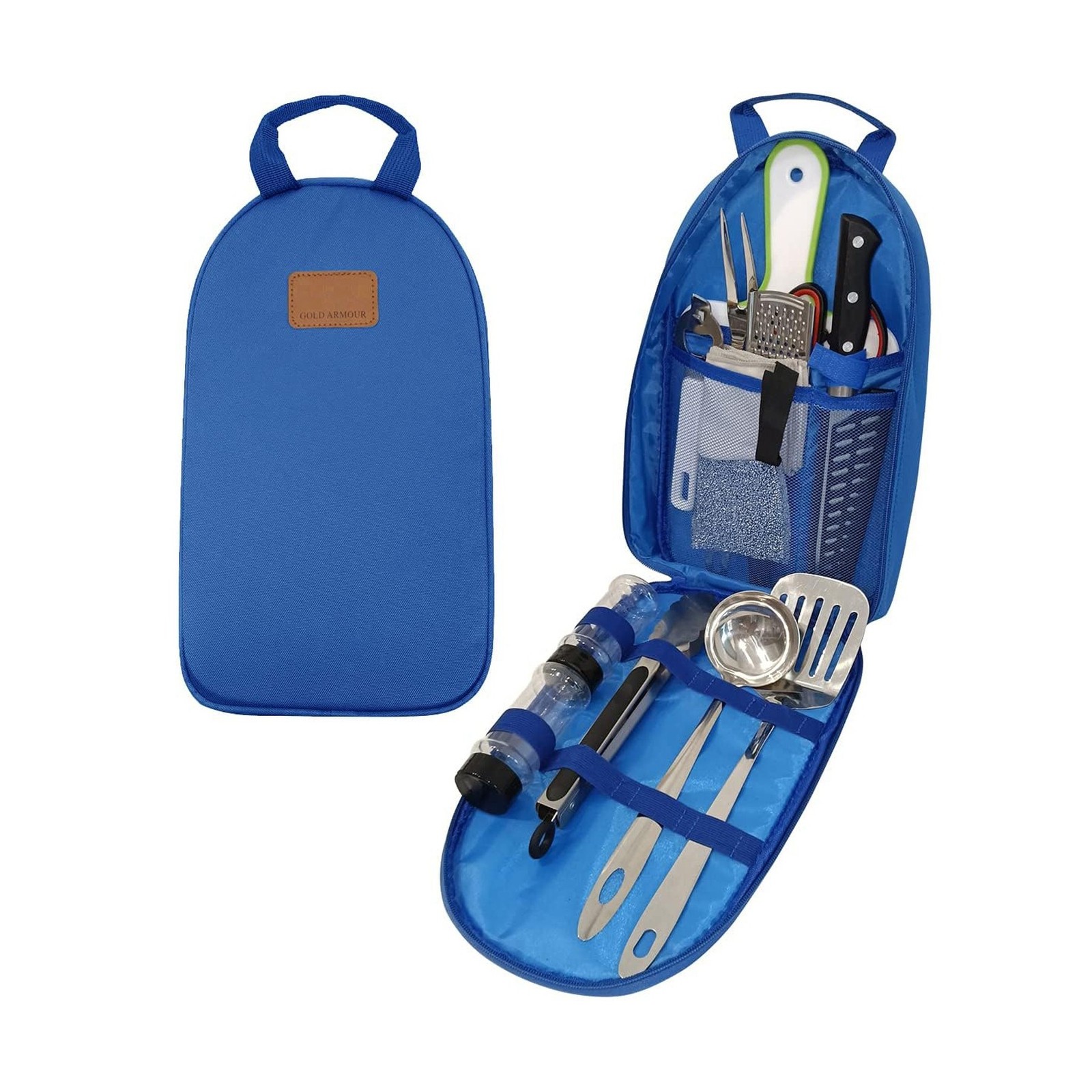 Gold Armour 13 Piece Camp Kitchen Utensil Organizer Travel Set - Es... Fast Ship