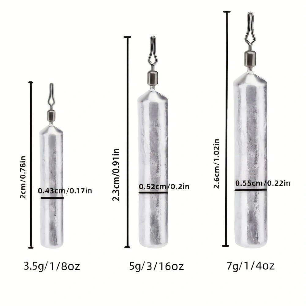 Lot 50pcs Drop Shot Skinny Weights Fishing Lead Sinkers Bass Trout 1/8oz-3/4oz