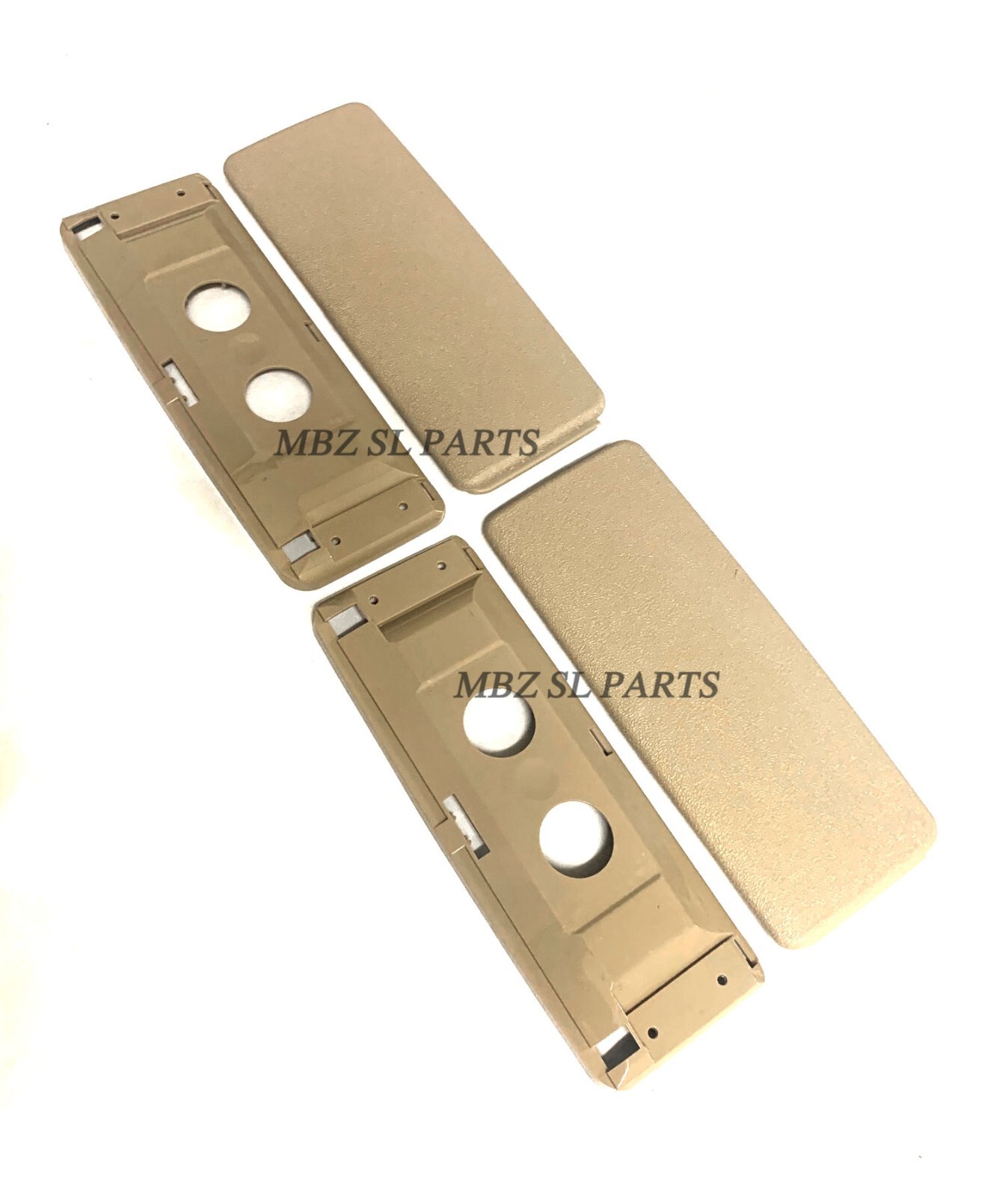 2 BEIGE SUN VISOR MIRROR TRAY VANITY MercedesR129 SL500 SL320 SL600 500SL 300SL