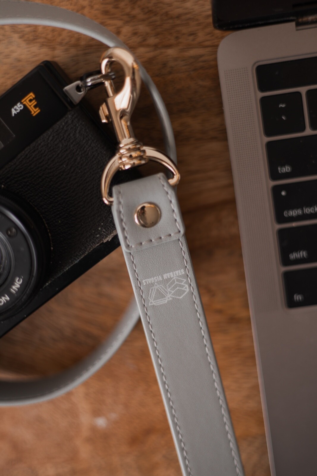 Camera Strap - Neck Shoulder Leather Grey Gray Stylish Classy Unique
