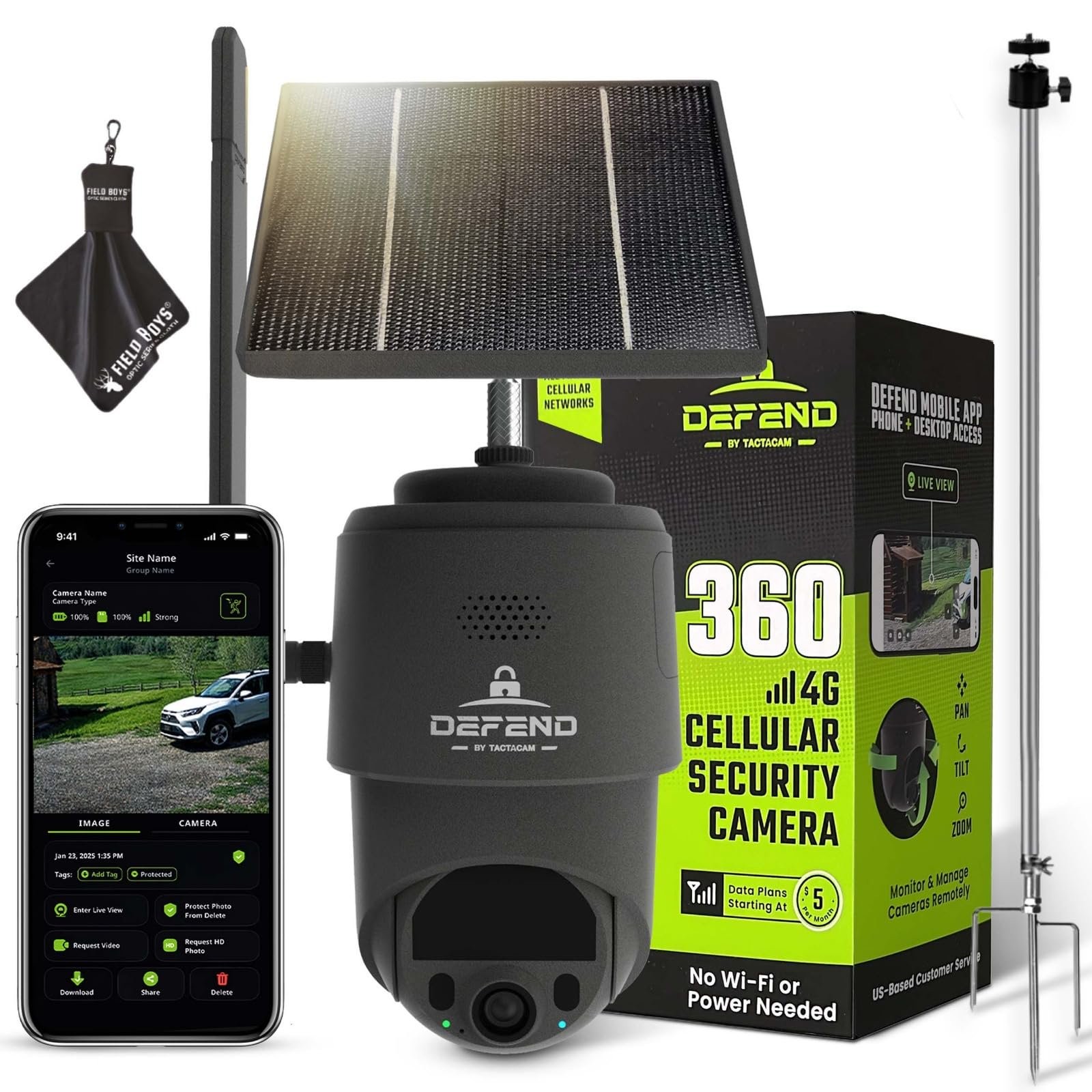TACTACAM – Defend 360 Cellular Security Camera, 4K Photos, 1080p Video, Solar...