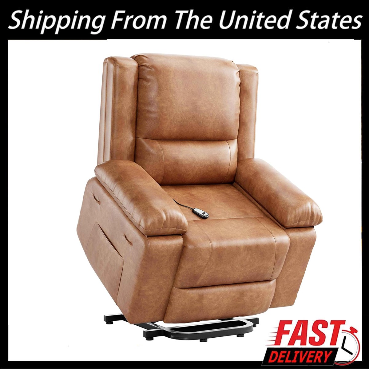 Power Lift Recliner Chair W/Heat & Massage, PU Leather Recliner for Elederly US